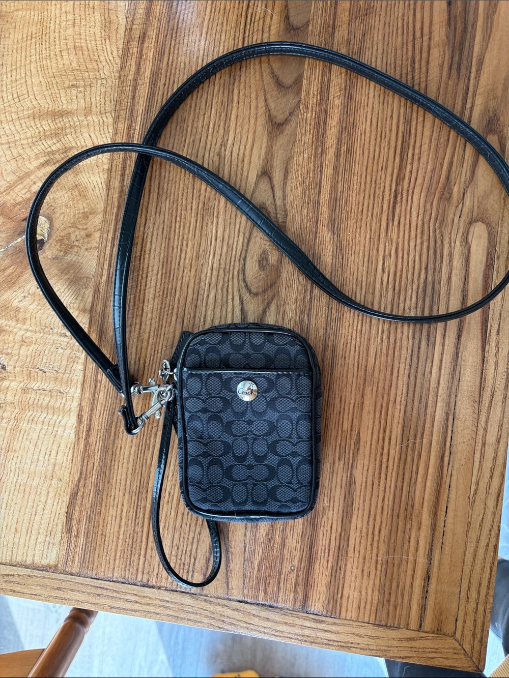 Coach Black Signature Mini Crossbody Pouch
